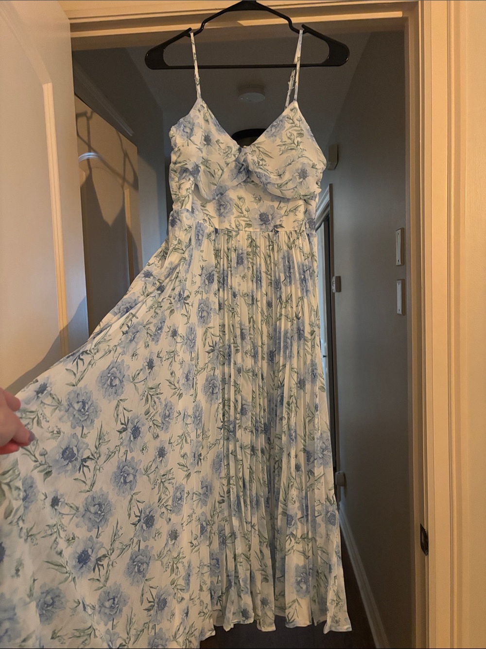 Francesca's White Dress with Blue and Green Floral Print
